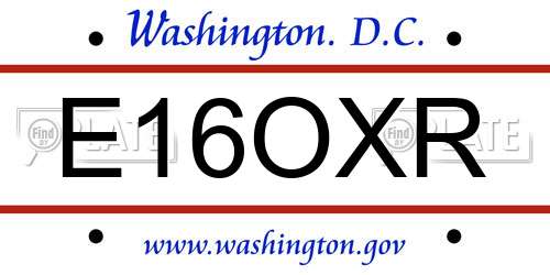 E16OXR District Of Columbia License Plate