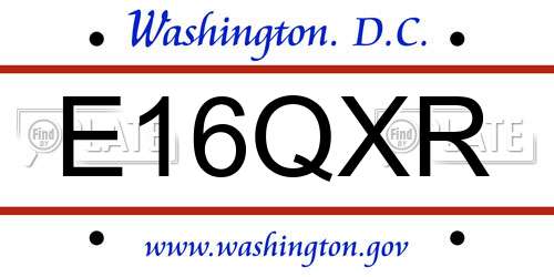 E16QXR District Of Columbia License Plate