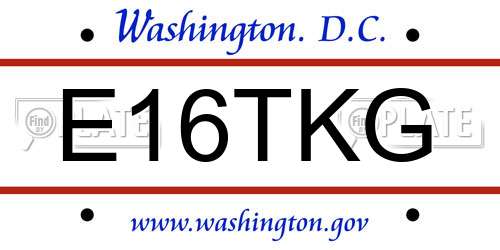 E16TKG District Of Columbia License Plate