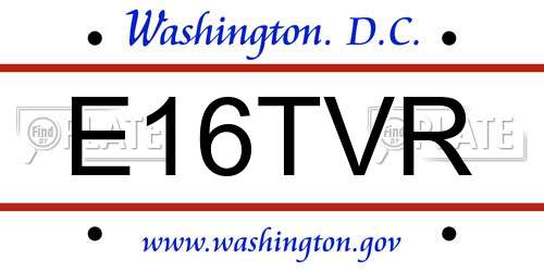 E16TVR District Of Columbia License Plate