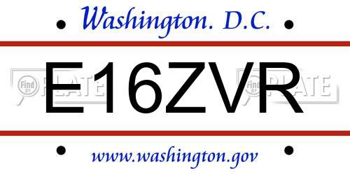 E16ZVR District Of Columbia License Plate