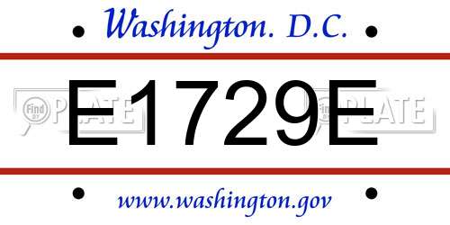 E1729E District Of Columbia License Plate