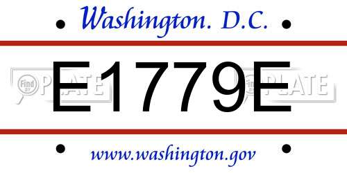E1779E District Of Columbia License Plate