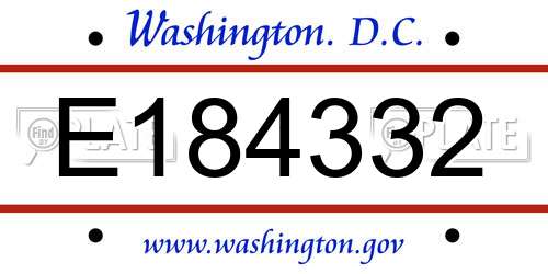 E184332 District Of Columbia License Plate
