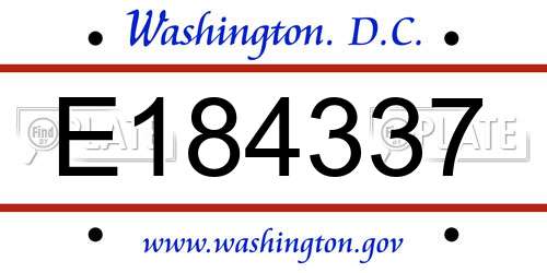 E184337 District Of Columbia License Plate
