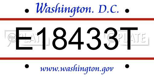 E18433T District Of Columbia License Plate