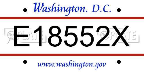 E18552X District Of Columbia License Plate