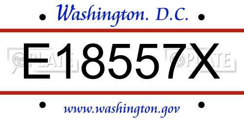 E18557X District Of Columbia License Plate