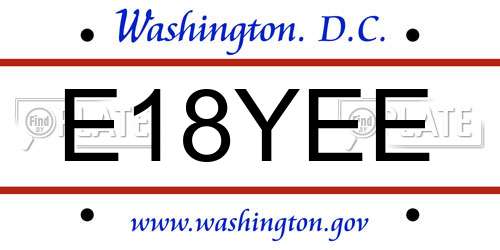 E18YEE District Of Columbia License Plate