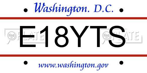 E18YTS District Of Columbia License Plate
