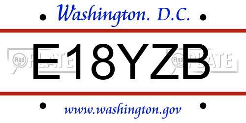 E18YZB District Of Columbia License Plate