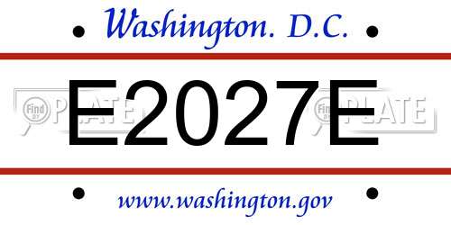 E2027E District Of Columbia License Plate