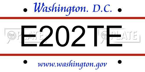 E202TE District Of Columbia License Plate