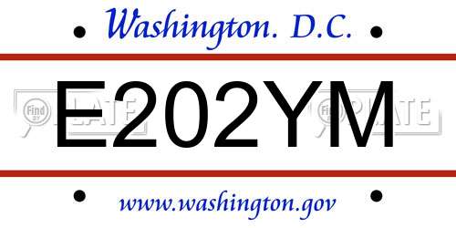 E202YM District Of Columbia License Plate