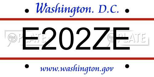 E202ZE District Of Columbia License Plate