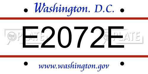 E2072E District Of Columbia License Plate
