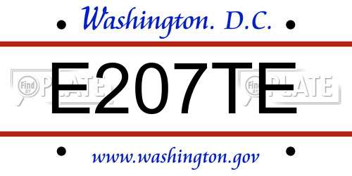 E207TE District Of Columbia License Plate