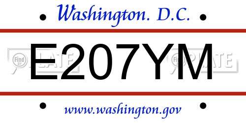 E207YM District Of Columbia License Plate