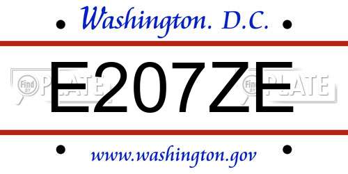 E207ZE District Of Columbia License Plate