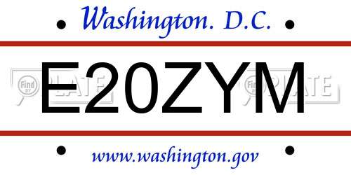 E20ZYM District Of Columbia License Plate