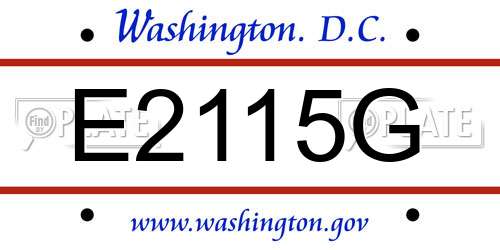 E2115G District Of Columbia License Plate