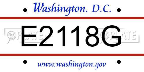 E2118G District Of Columbia License Plate