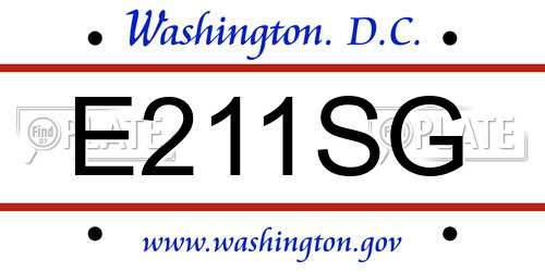 E211SG District Of Columbia License Plate
