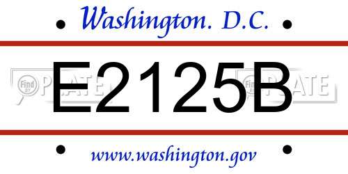 E2125B District Of Columbia License Plate