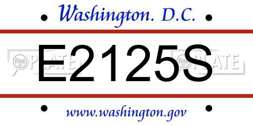 E2125S District Of Columbia License Plate