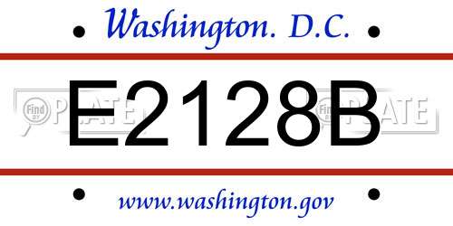 E2128B District Of Columbia License Plate