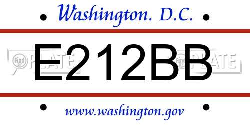 E212BB District Of Columbia License Plate