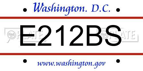 E212BS District Of Columbia License Plate