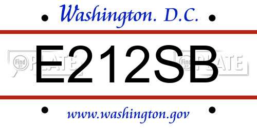 E212SB District Of Columbia License Plate