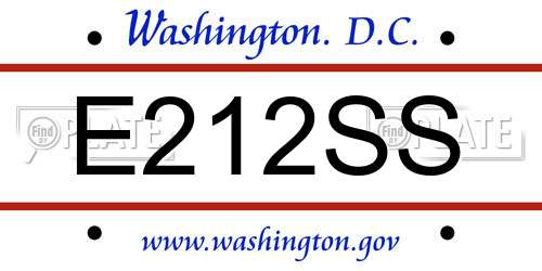E212SS District Of Columbia License Plate