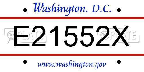 E21552X District Of Columbia License Plate