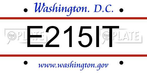 E215IT District Of Columbia License Plate