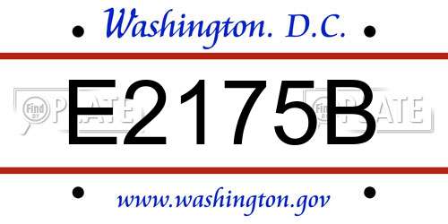 E2175B District Of Columbia License Plate