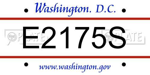 E2175S District Of Columbia License Plate