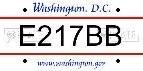 E217BB District Of Columbia License Plate