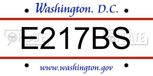 E217BS District Of Columbia License Plate