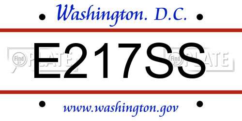 E217SS District Of Columbia License Plate