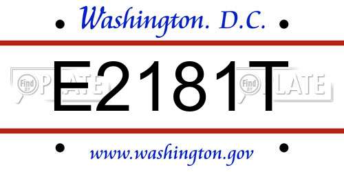 E2181T District Of Columbia License Plate