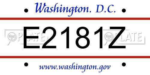 E2181Z District Of Columbia License Plate