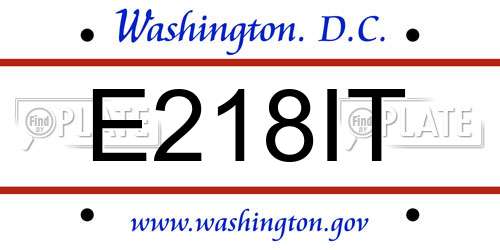 E218IT District Of Columbia License Plate