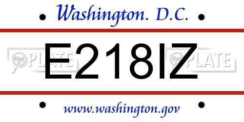 E218IZ District Of Columbia License Plate