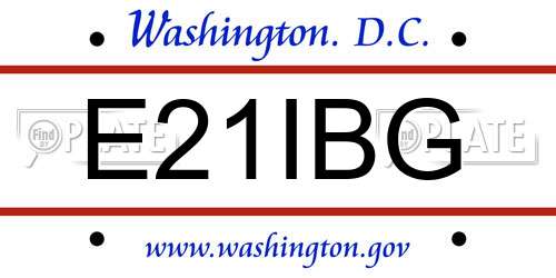 E21IBG District Of Columbia License Plate