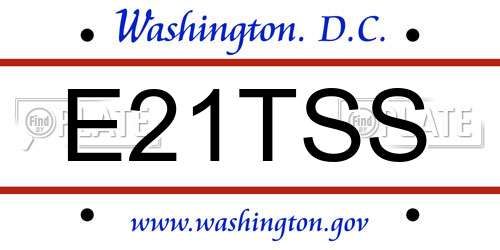 E21TSS District Of Columbia License Plate