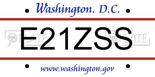 E21ZSS District Of Columbia License Plate