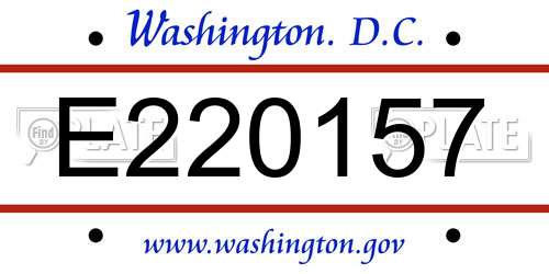 E220157 District Of Columbia License Plate