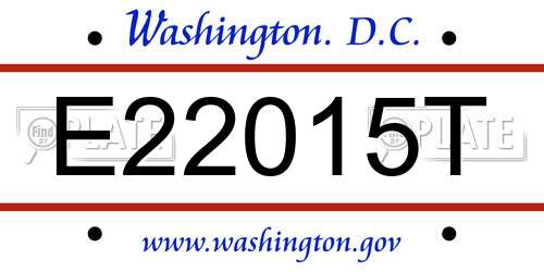 E22015T District Of Columbia License Plate